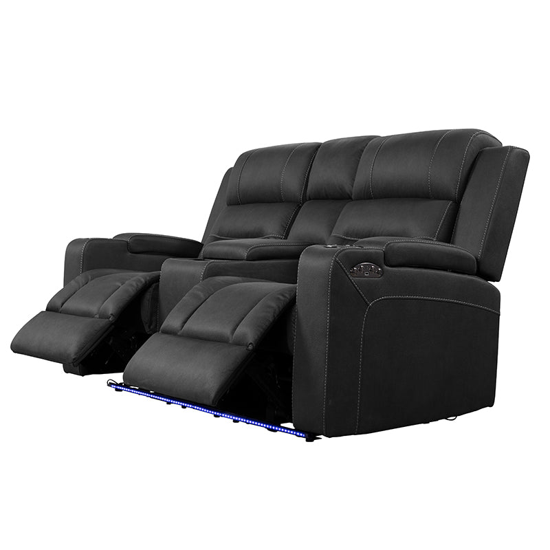 Spielberg 2 Seater Electric Fabric Recliner Sofa - Jet