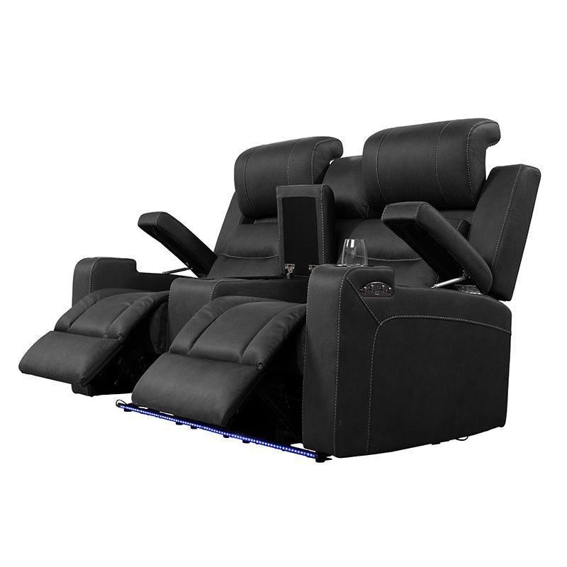 Spielberg 2 Seater Electric Fabric Recliner Sofa - Jet