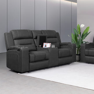 Spielberg 2 Seater Electric Fabric Recliner Sofa - Jet