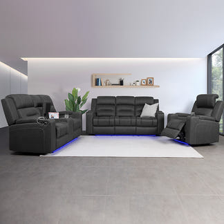 Spielberg 2 Seater Electric Fabric Recliner Sofa - Jet