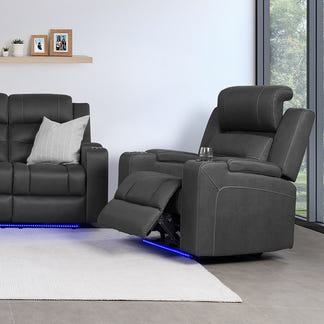 Spielberg Electric Recliner Fabric Armchair - Jet