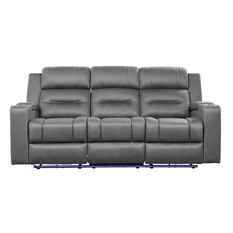 Spielberg 3 Seater Electric Fabric Recliner Sofa with Entertainment Console - Ash