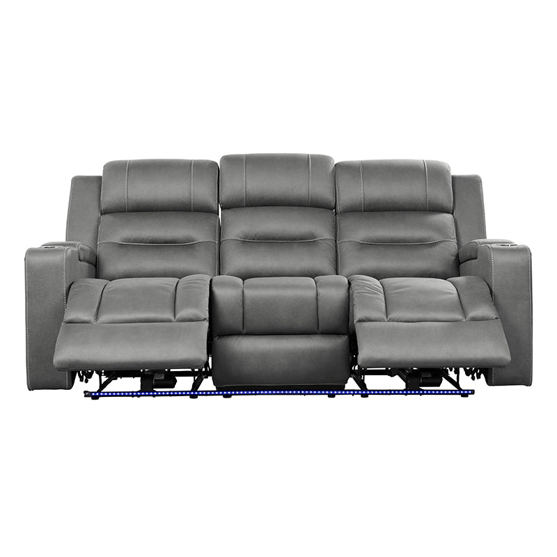 Spielberg 3 Seater Electric Fabric Recliner Sofa with Entertainment Console - Ash