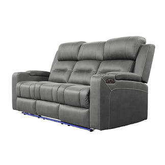 Spielberg 3 Seater Electric Fabric Recliner Sofa with Entertainment Console - Ash