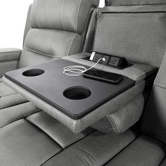 Spielberg 3 Seater Electric Fabric Recliner Sofa with Entertainment Console - Ash