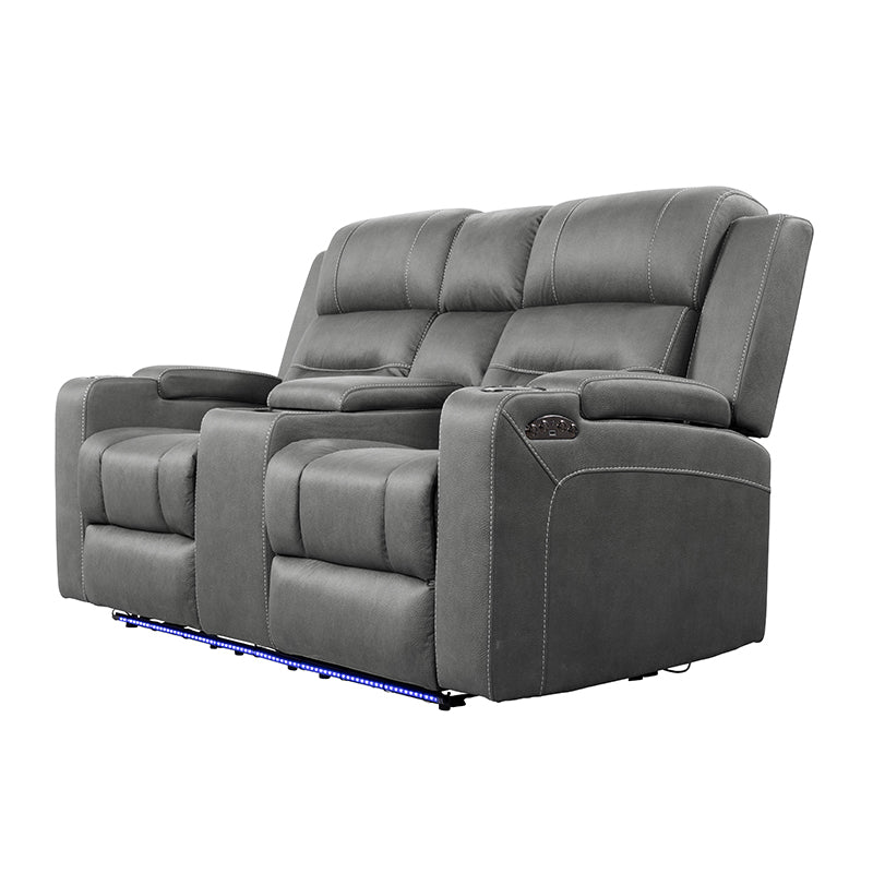 Spielberg 2 Seater Electric Fabric Recliner Sofa - Ash