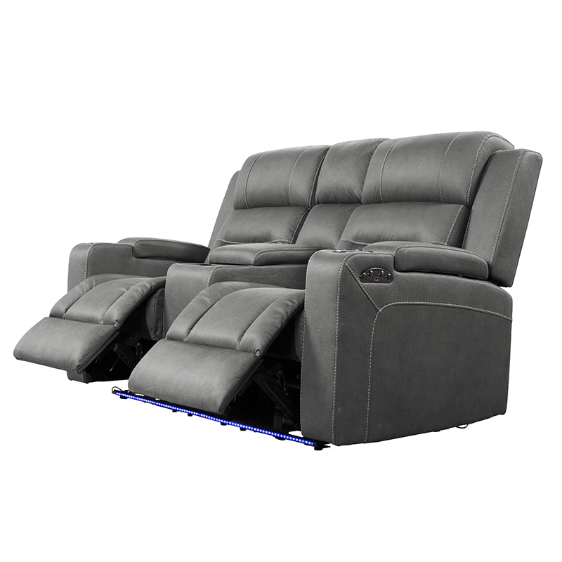 Spielberg 2 Seater Electric Fabric Recliner Sofa - Ash