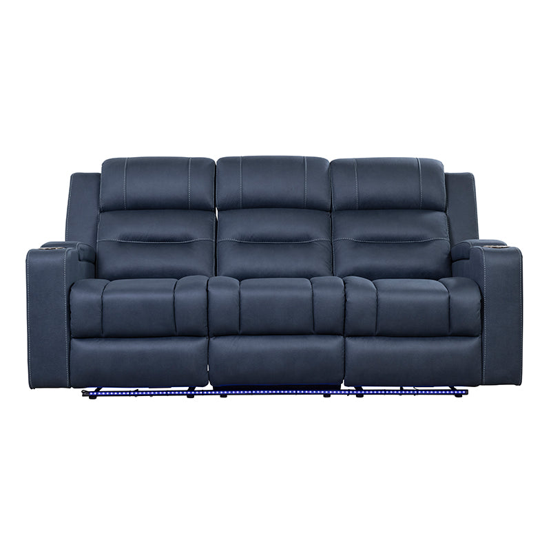 Spielberg 3 Seater Electric Fabric Recliner Sofa - Azure