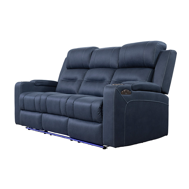 Spielberg 3 Seater Electric Fabric Recliner Sofa - Azure