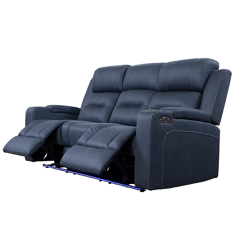 Spielberg 3 Seater Electric Fabric Recliner Sofa - Azure
