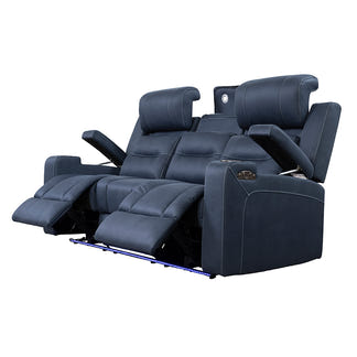 Spielberg 3 Seater Electric Fabric Recliner Sofa - Azure
