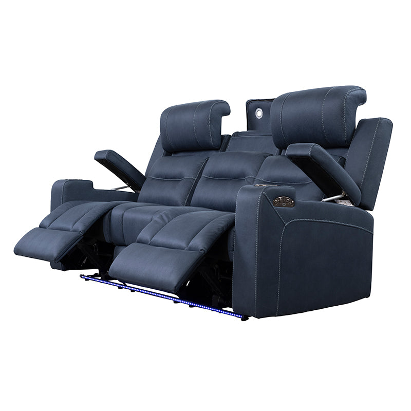 Spielberg 3 Seater Electric Fabric Recliner Sofa - Azure