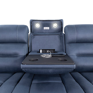 Spielberg 3 Seater Electric Fabric Recliner Sofa - Azure