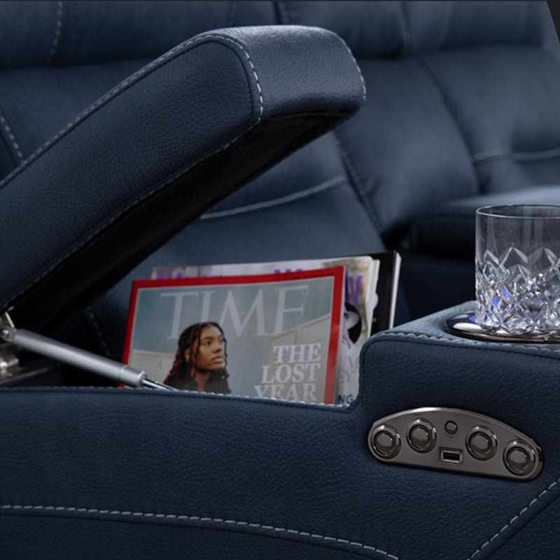 Spielberg 3 Seater Electric Fabric Recliner Sofa - Azure