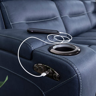 Spielberg 3 Seater Electric Fabric Recliner Sofa - Azure