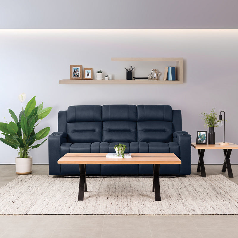 Spielberg 3 Seater Electric Fabric Recliner Sofa - Azure