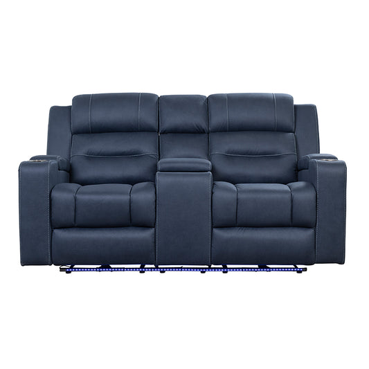 Spielberg 2 Seater Electric Fabric Recliner Sofa - Azure