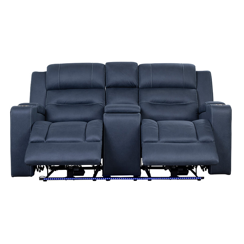Spielberg 2 Seater Electric Fabric Recliner Sofa - Azure
