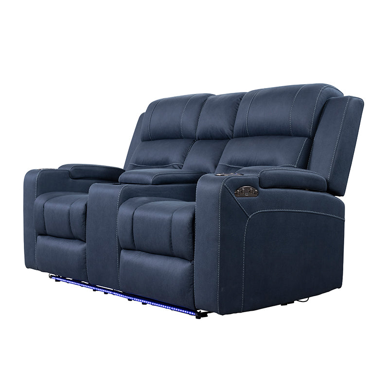 Spielberg 2 Seater Electric Fabric Recliner Sofa - Azure