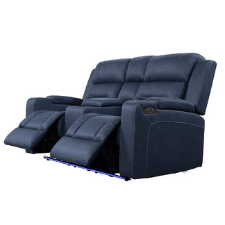 Spielberg 2 Seater Electric Fabric Recliner Sofa - Azure