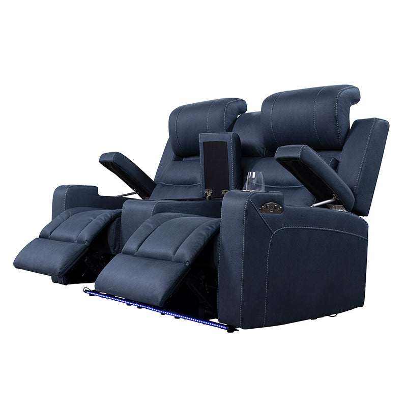 Spielberg 2 Seater Electric Fabric Recliner Sofa - Azure