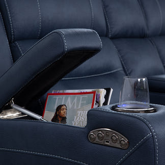 Spielberg 2 Seater Electric Fabric Recliner Sofa - Azure