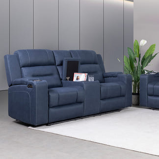Spielberg 2 Seater Electric Fabric Recliner Sofa - Azure