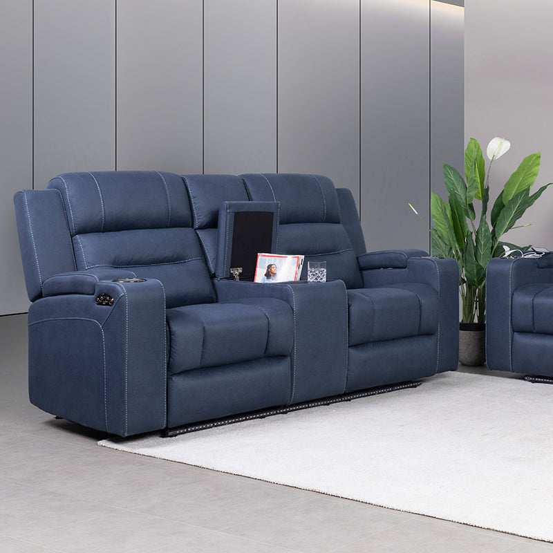 Spielberg 2 Seater Electric Fabric Recliner Sofa - Azure