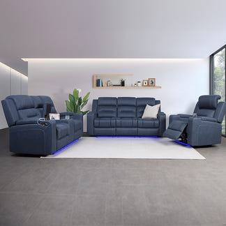 Spielberg 2 Seater Electric Fabric Recliner Sofa - Azure