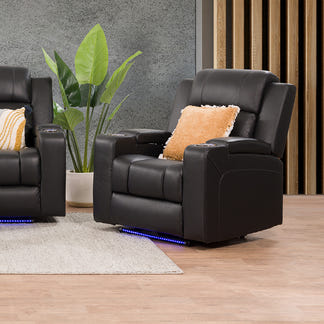Spielberg Electric Recliner Leather Armchair - Black