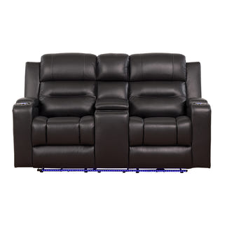 Spielberg 2 Seater Electric Leather Recliner Sofa - Black