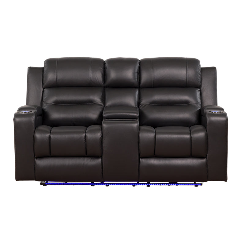 Spielberg 2 Seater Electric Leather Recliner Sofa - Black