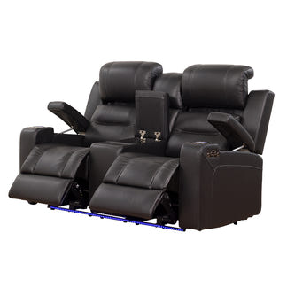 Spielberg 2 Seater Electric Leather Recliner Sofa - Black