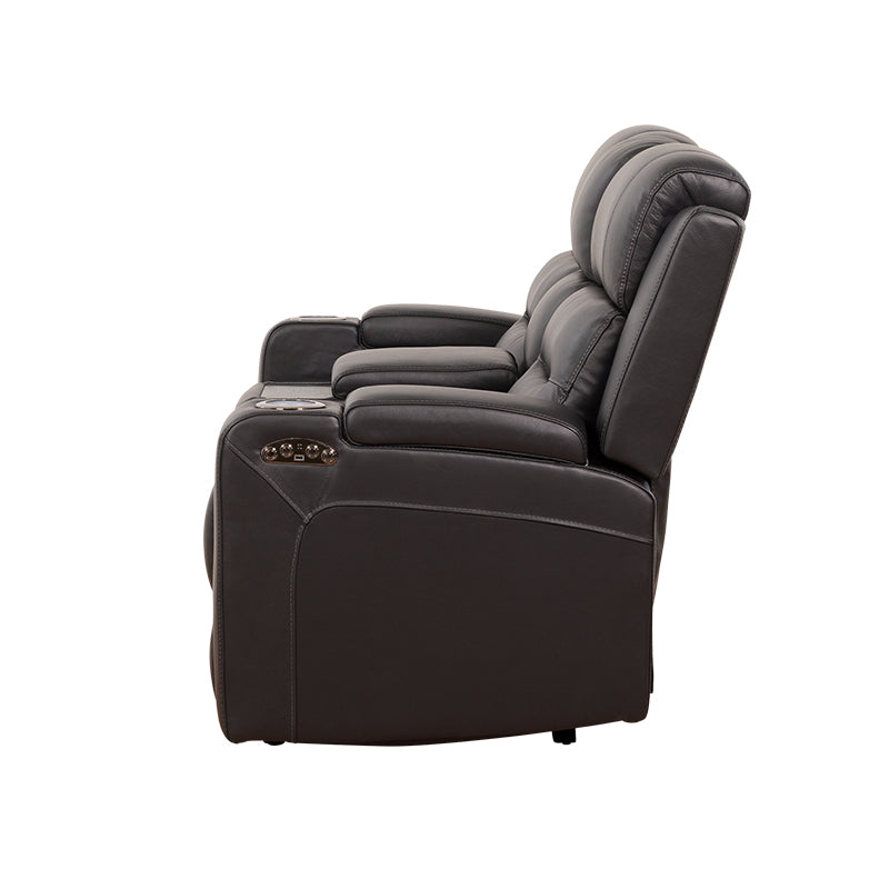 Spielberg 2 Seater Electric Leather Recliner Sofa - Black