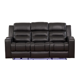 Spielberg 3 Seater Electric Leather Recliner Sofa - Black