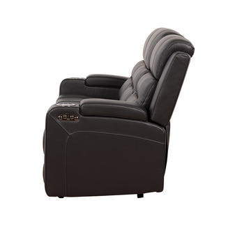 Spielberg 3 Seater Electric Leather Recliner Sofa - Black