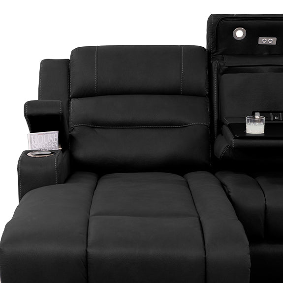 Spielberg 3 Seater Fabric Sofa with Electric Recliner and LHF Chaise - Jet