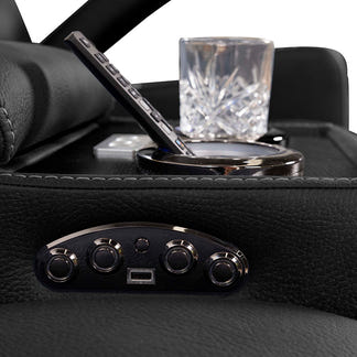 Spielberg 4 Seater Home Theatre Electric Recliner Fabric Lounge - Jet