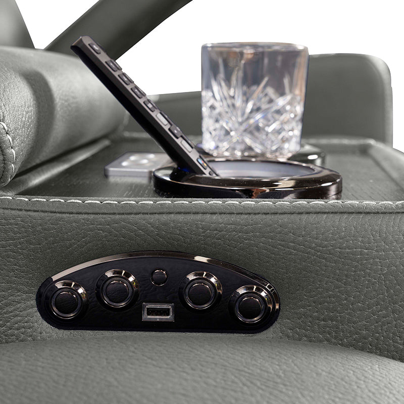 Spielberg 4 Seater Home Theatre Electric Recliner Fabric Lounge - Ash