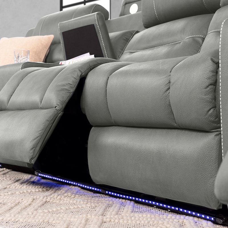 Spielberg 4 Seater Home Theatre Electric Recliner Fabric Lounge - Ash