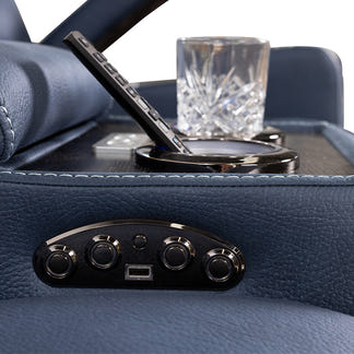 Spielberg 4 Seater Home Theatre Electric Recliner Fabric Lounge - Azure