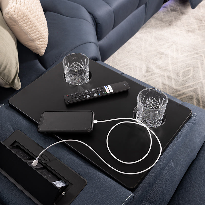 Spielberg 5 Seater Home Theatre Corner Fabric Recliner Lounge - Azure