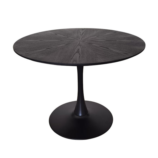 Spin 100cm Round Timber Dining Table - Black