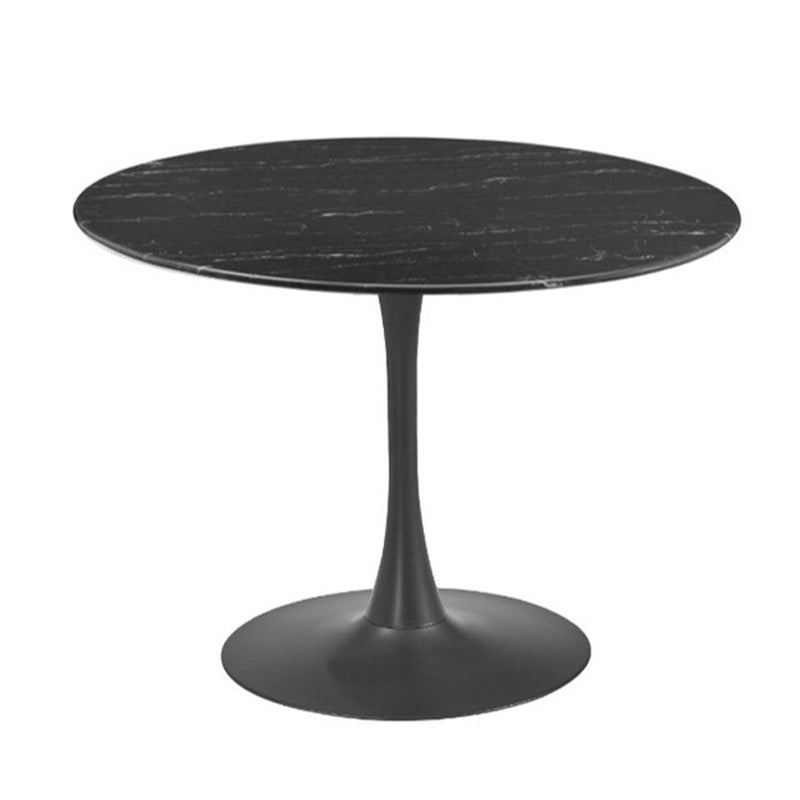 Spin 90cm Round Marble-Look Dining Table -  Dark Grey