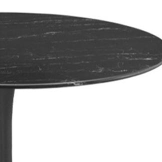 Spin 90cm Round Marble-Look Dining Table -  Dark Grey