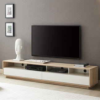Tauris Suave 2000mm Entertainment Unit - Light Oak/White