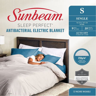 Sunbeam Sleep Perfect Antibacterial Fitted Electric Blanket - Single