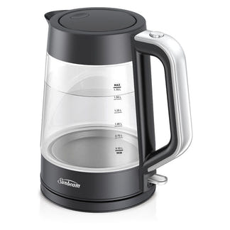 Sunbeam 1.7L Black Classics Glass Kettle
