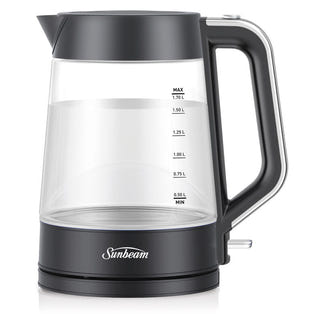 Sunbeam 1.7L Black Classics Glass Kettle