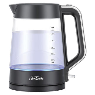 Sunbeam 1.7L Black Classics Glass Kettle